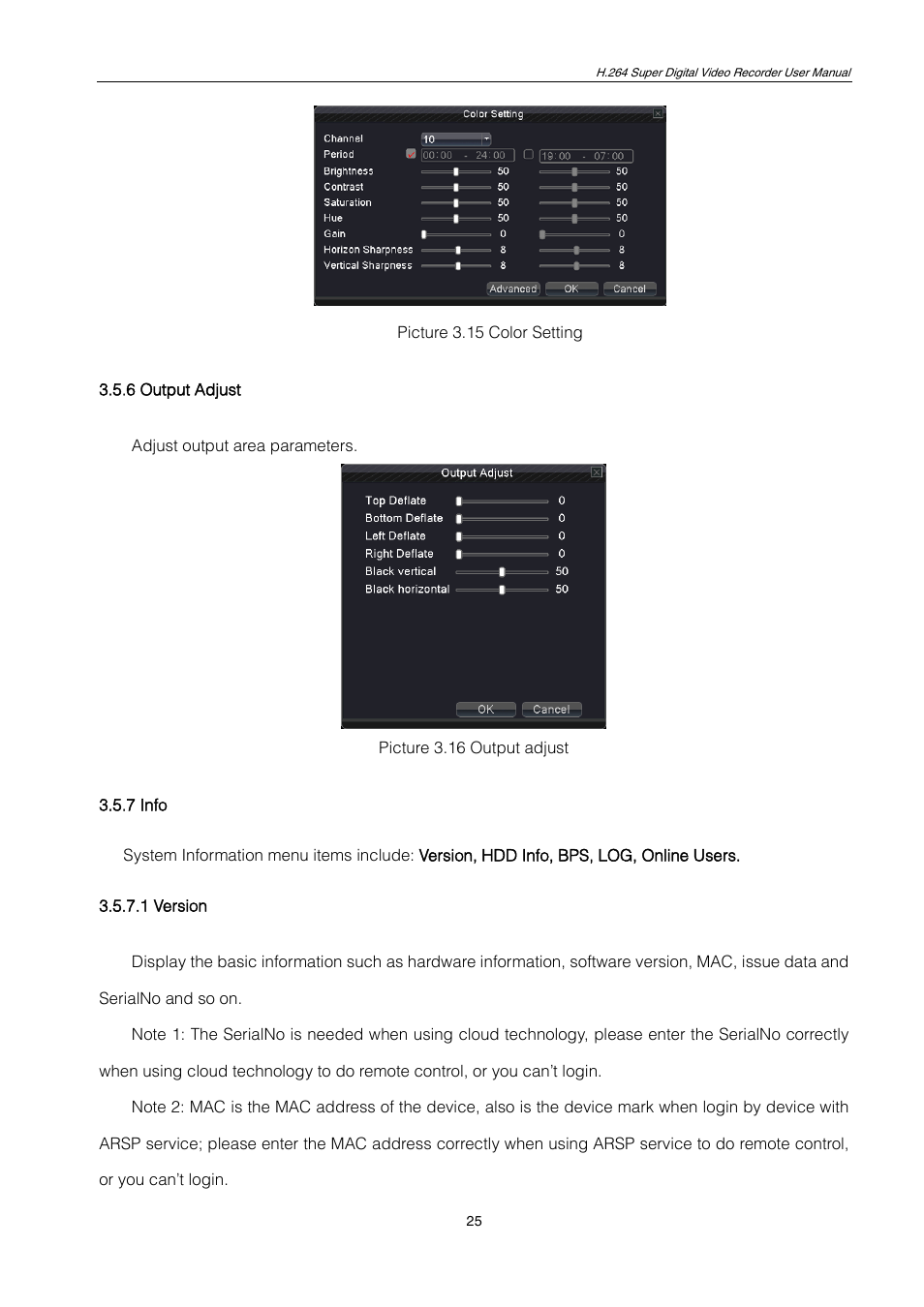 6 output adjust, 7 info, 1 version | ZMODO ZMD-DT-SCN4 User Manual | Page 26 / 76