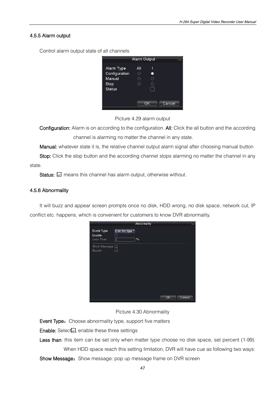 5 alarm output, 6 abnormality, 5 alarm | ZMODO ZMD-DT-SCN4 User Manual | Page 48 / 76