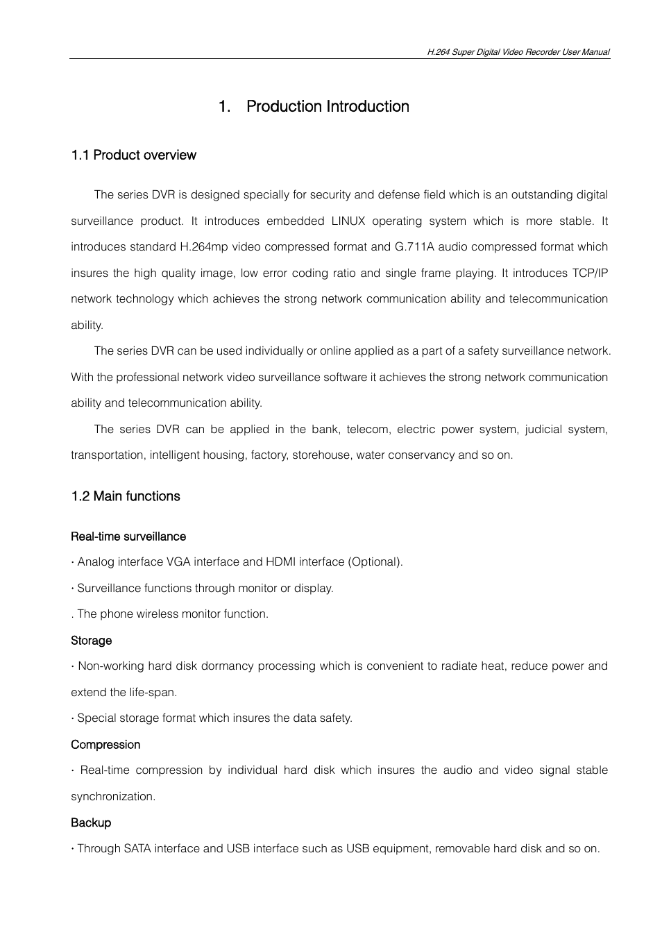 Production introduction, 1 product overview, 2 main functions | ZMODO ZMD-DT-SCN4 User Manual | Page 5 / 76