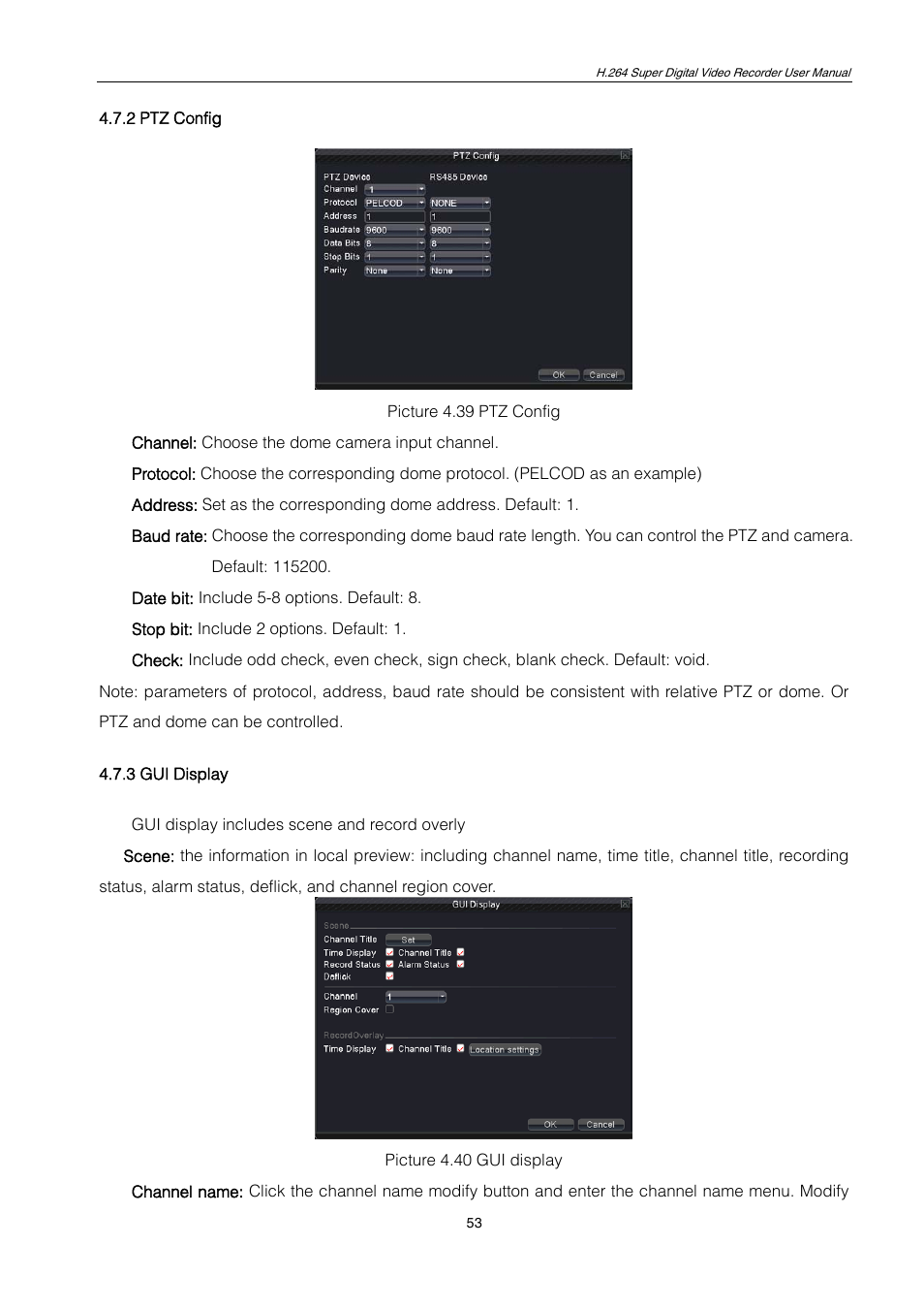 2 ptz config, 3 gui display | ZMODO ZMD-DT-SCN4 User Manual | Page 54 / 76