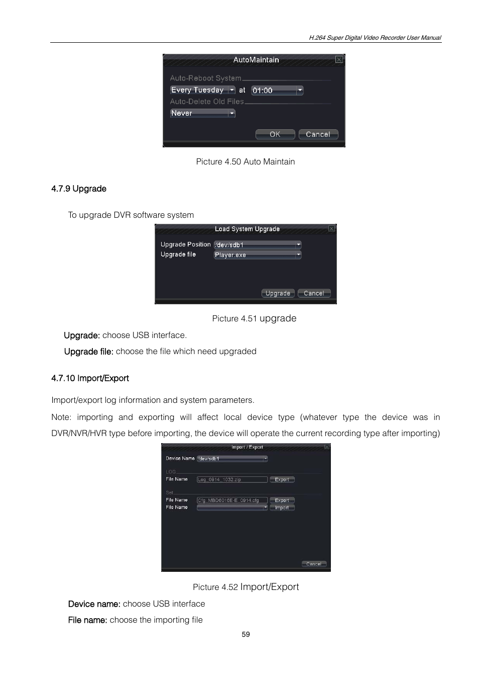 9 upgrade, 10 import/export | ZMODO ZMD-DT-SCN4 User Manual | Page 60 / 76