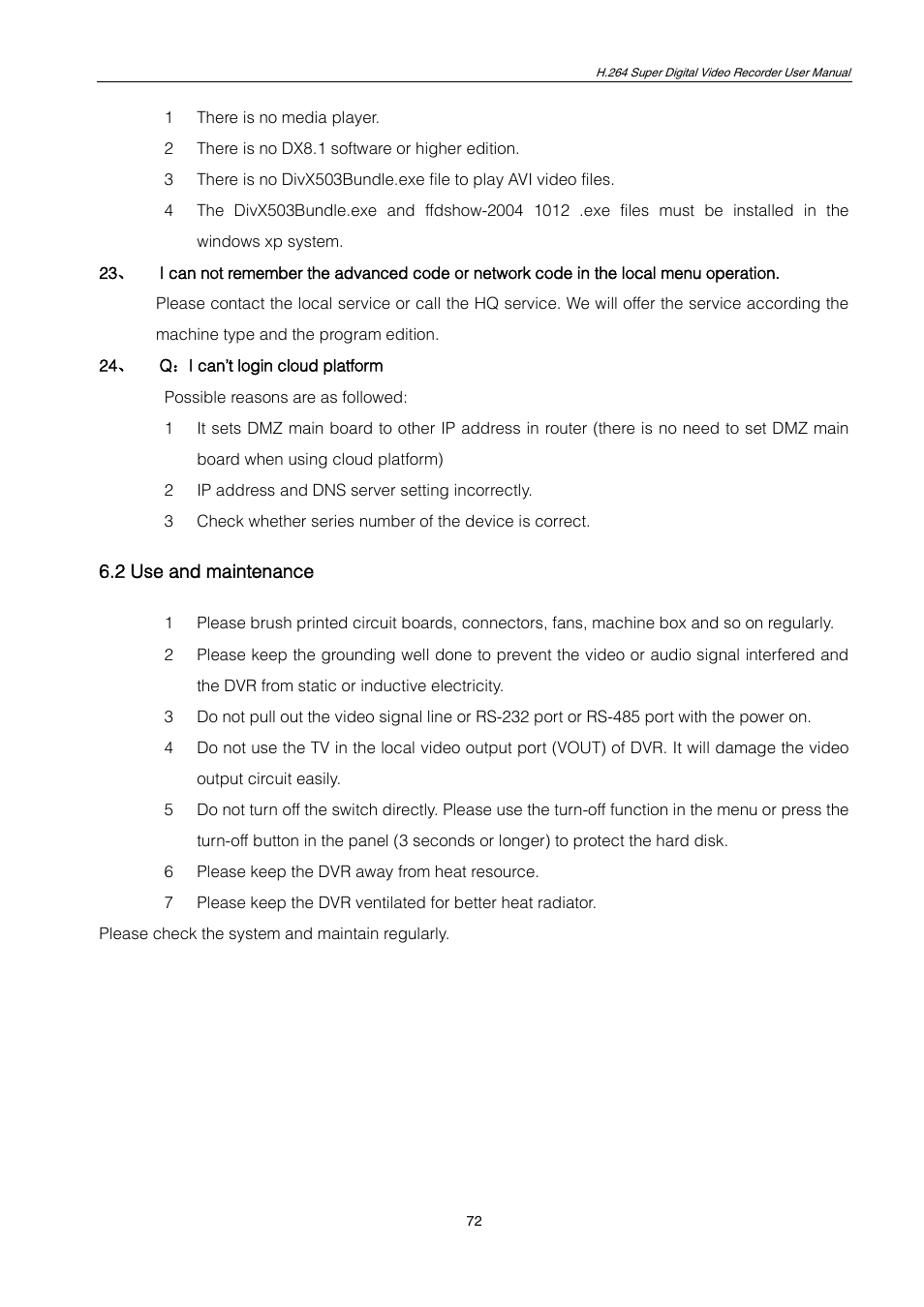 2 use and maintenance | ZMODO ZMD-DT-SCN4 User Manual | Page 73 / 76