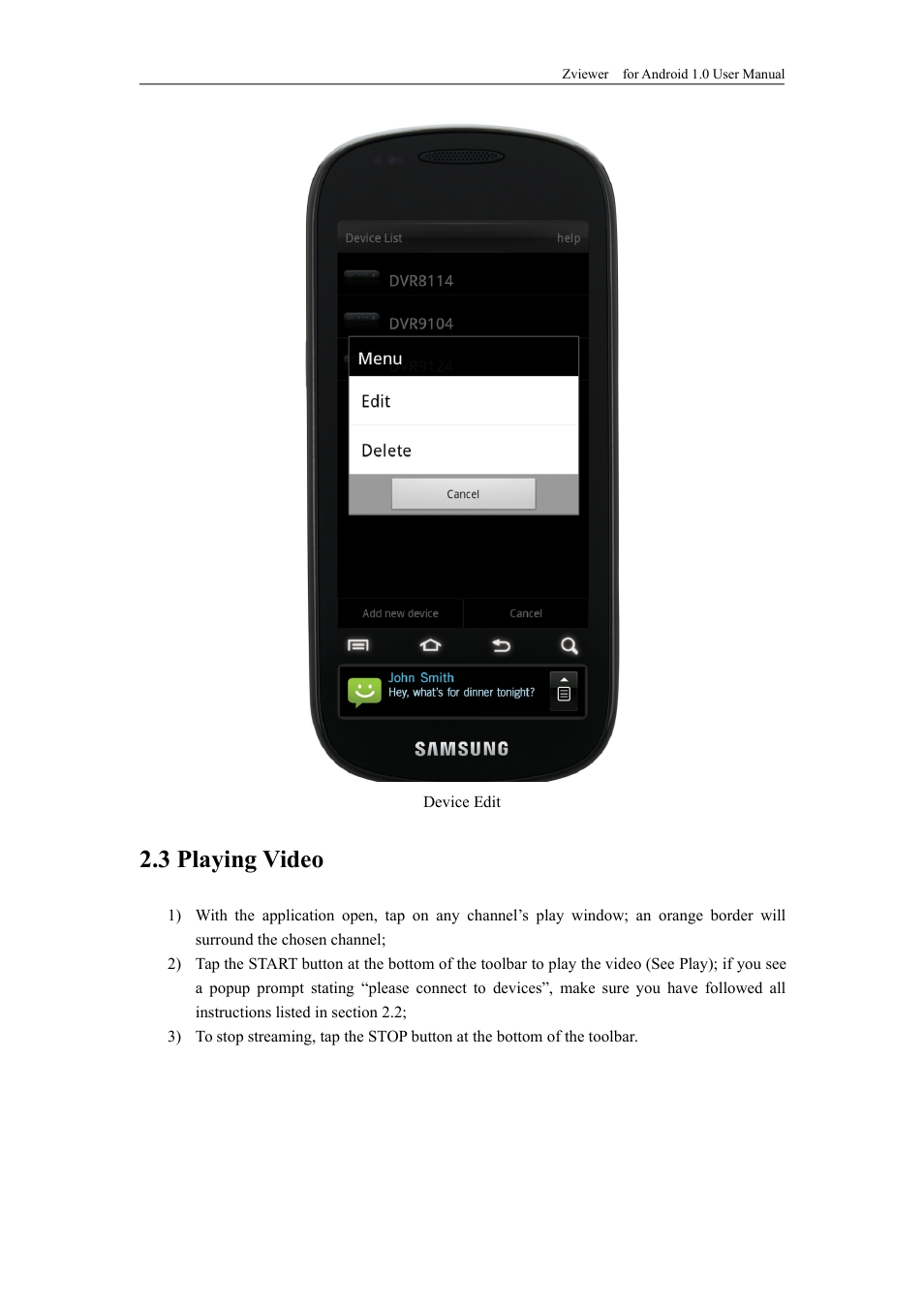3playingvideo, 3 playing video | ZMODO ZP-KC1H04-P 4 Channel 720P PoE NVR System - Zviewer Android User Manual User Manual | Page 6 / 12