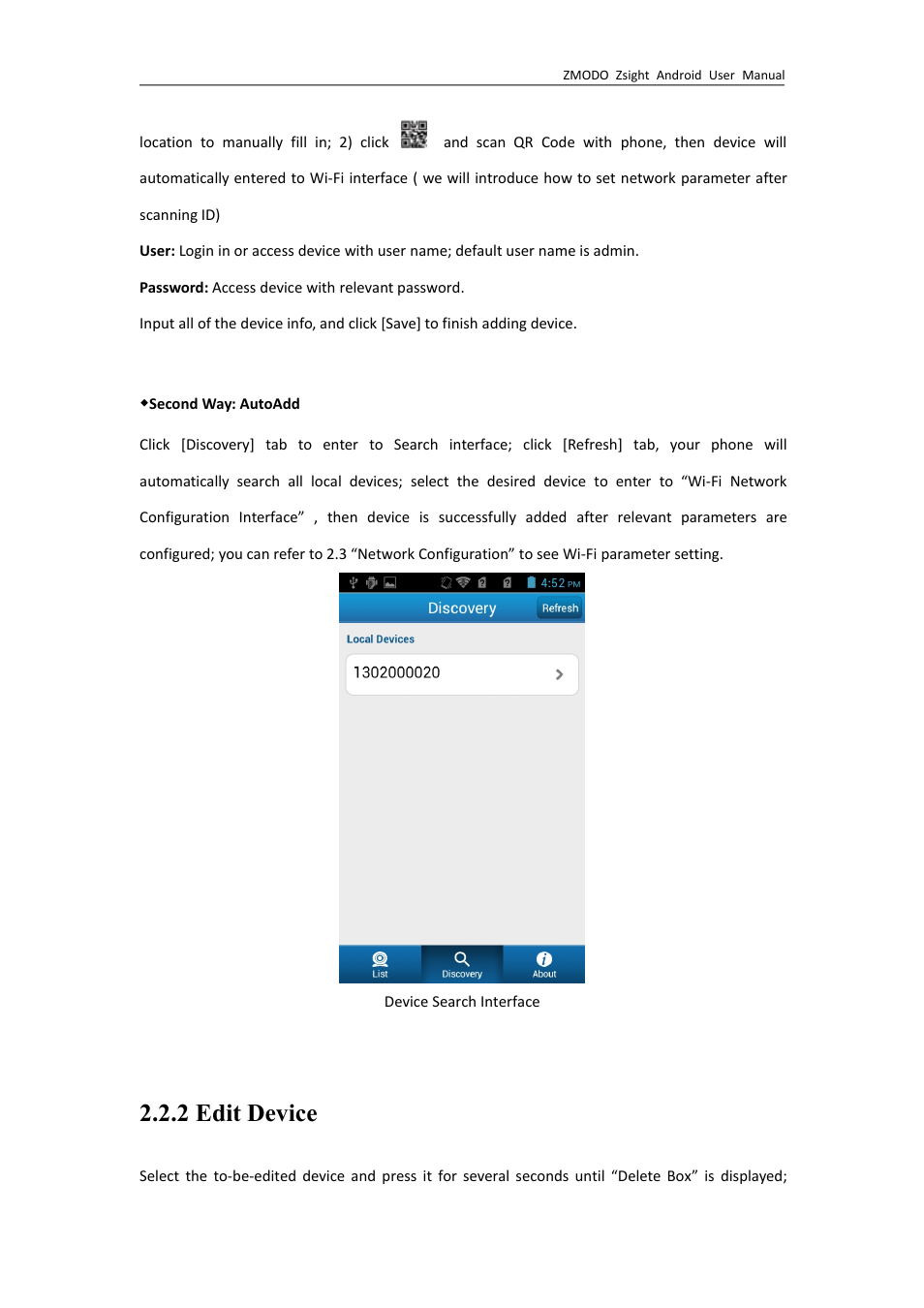 2editdevice, 2 edit device | ZMODO ZP-IBH13-P 720P HD H.264 PoE IP Infrared Weatherproof Camera with QR Code Smartphone Setup - Zsight Android User Manual User Manual | Page 6 / 12