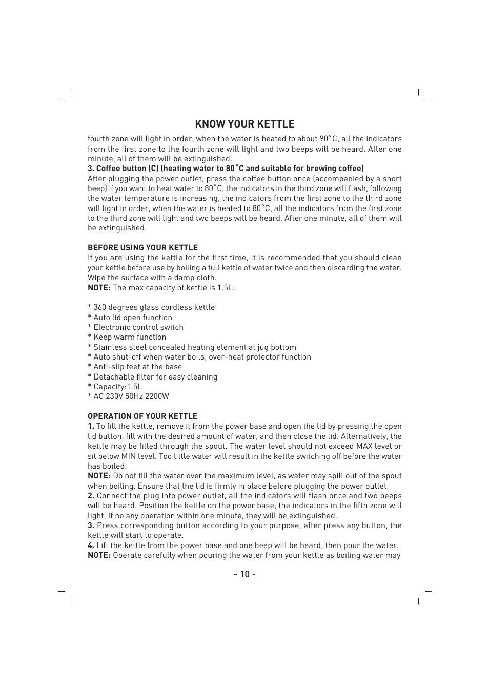 Know your kettle | SINBO SK 2397 User Manual | Page 11 / 48