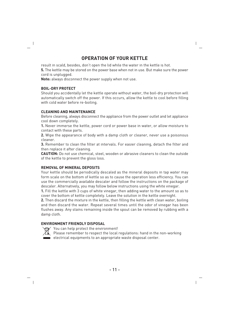 Operation of your kettle | SINBO SK 2397 User Manual | Page 12 / 48