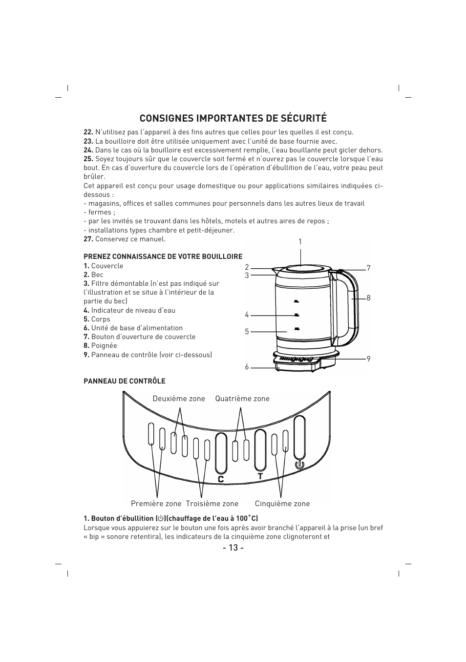 Consignes importantes de sécurité | SINBO SK 2397 User Manual | Page 14 / 48