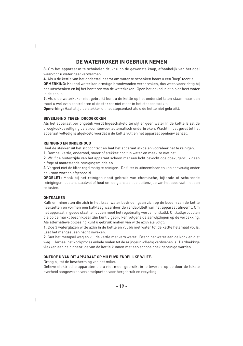De waterkoker in gebruik nemen | SINBO SK 2397 User Manual | Page 20 / 48