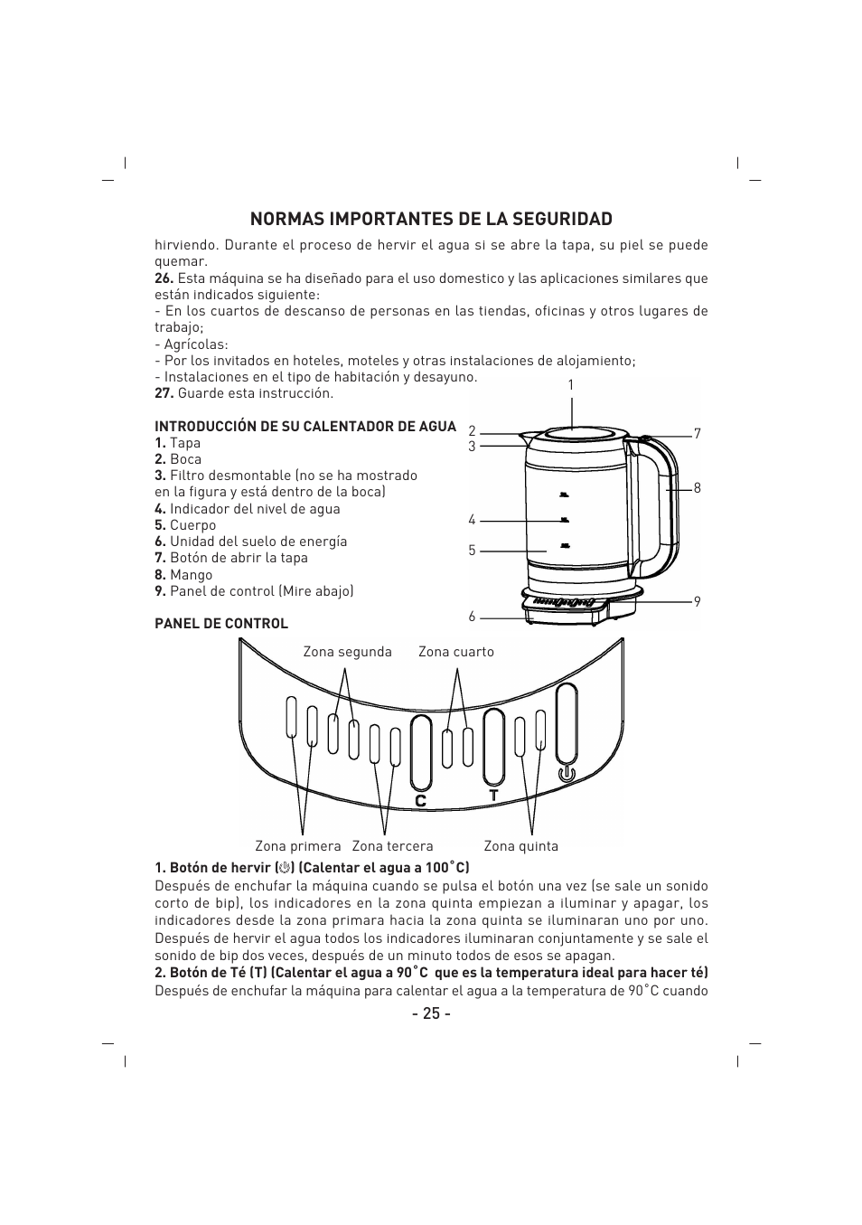 Normas importantes de la seguridad | SINBO SK 2397 User Manual | Page 26 / 48