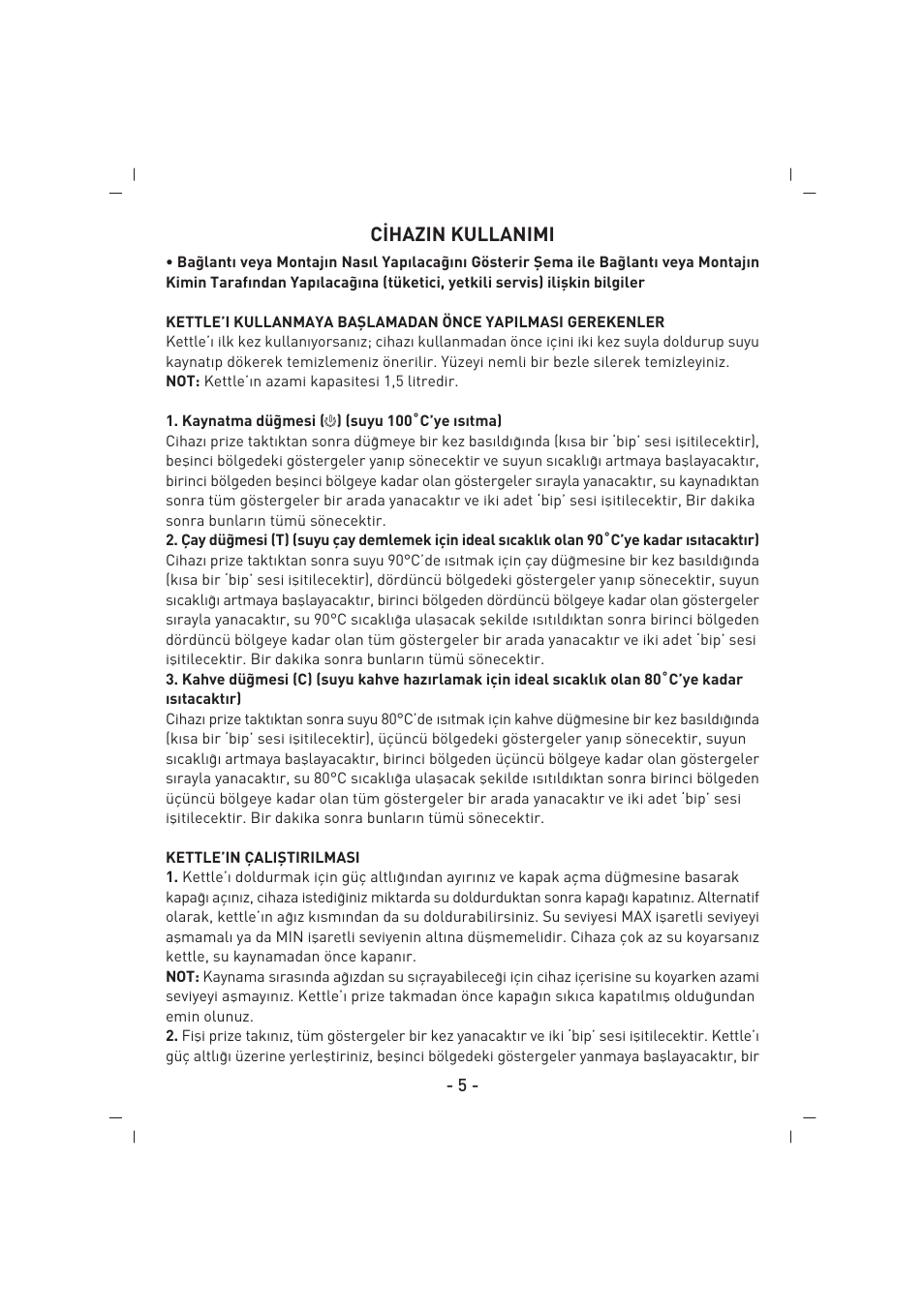 C‹hazin kullanimi | SINBO SK 2397 User Manual | Page 6 / 48