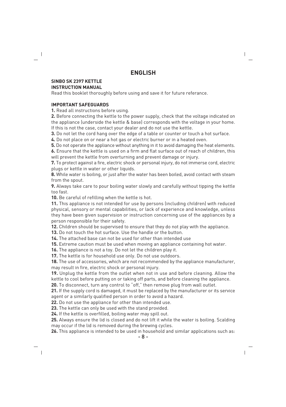 SINBO SK 2397 User Manual | Page 9 / 48