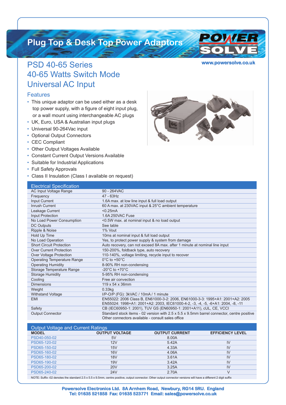 Powersolve PSD65 Series User Manual | 2 pages