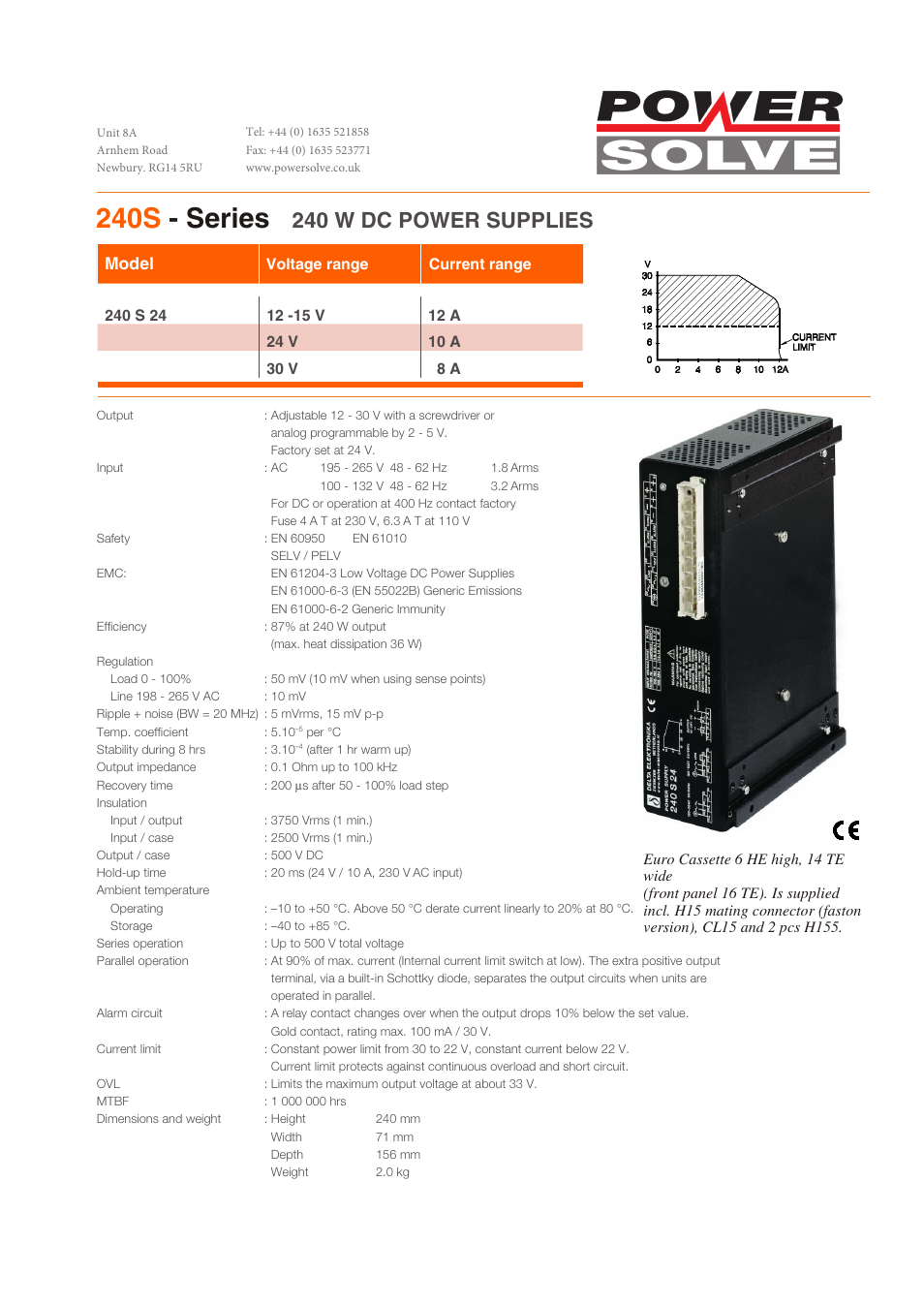 Powersolve 240S Series User Manual | 2 pages