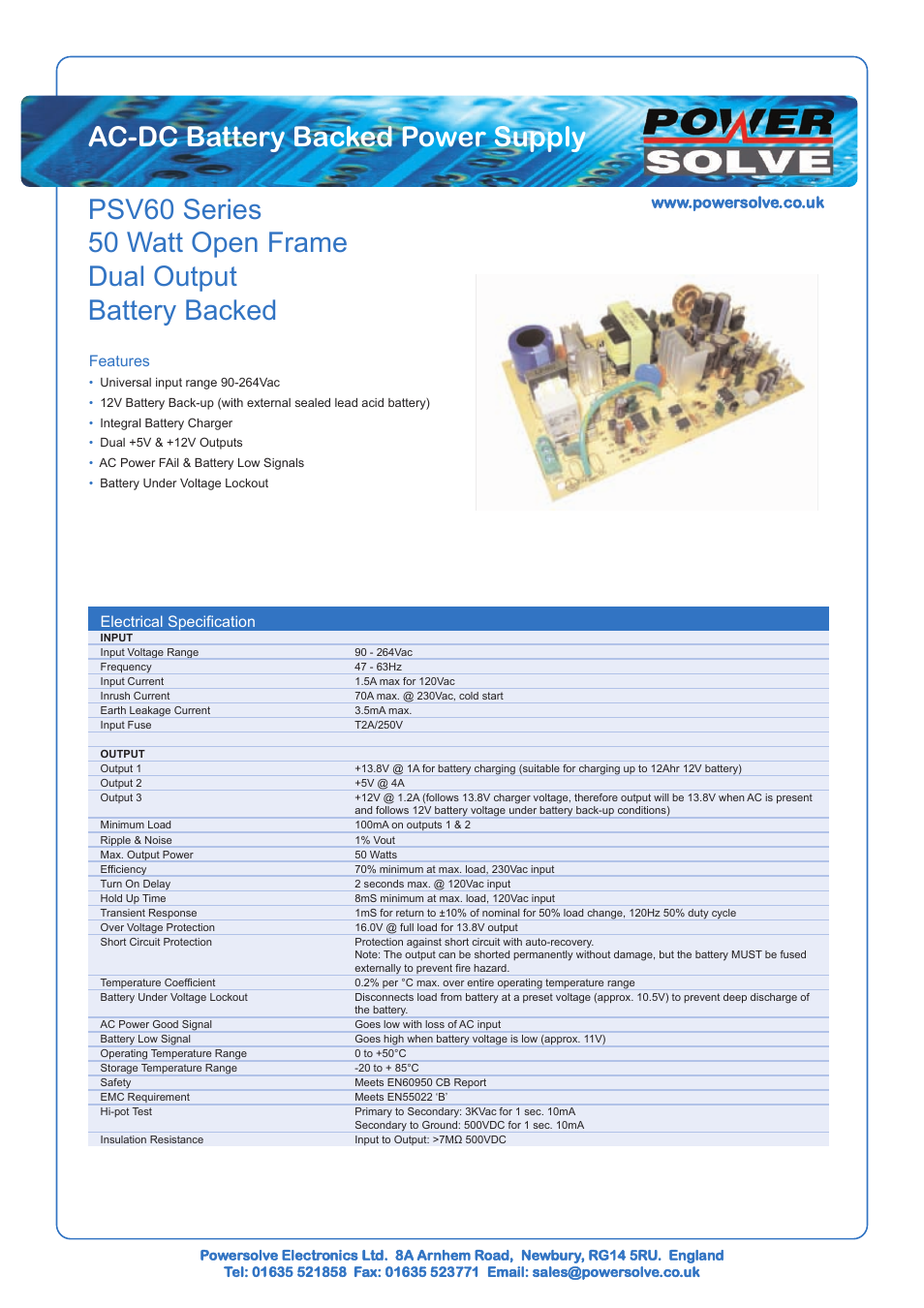 Powersolve PSV60 Series User Manual | 2 pages