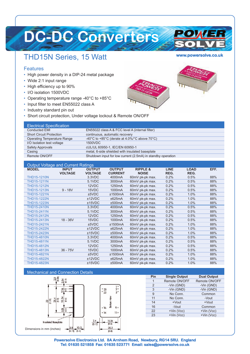 Powersolve THD15N Series User Manual | 1 page