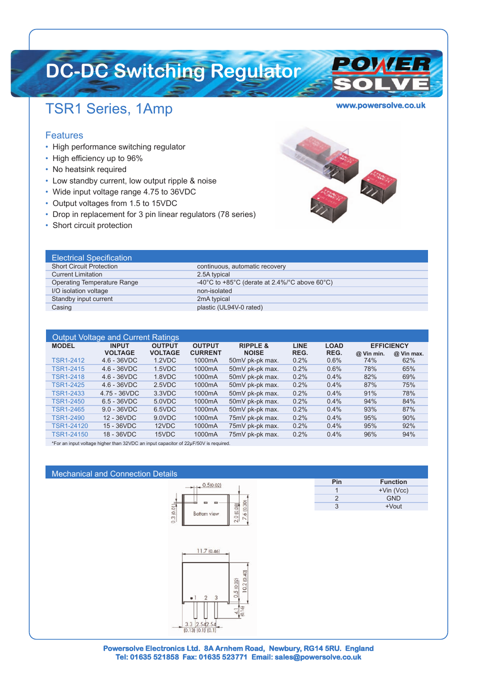 Powersolve TSR1 Series User Manual | 1 page