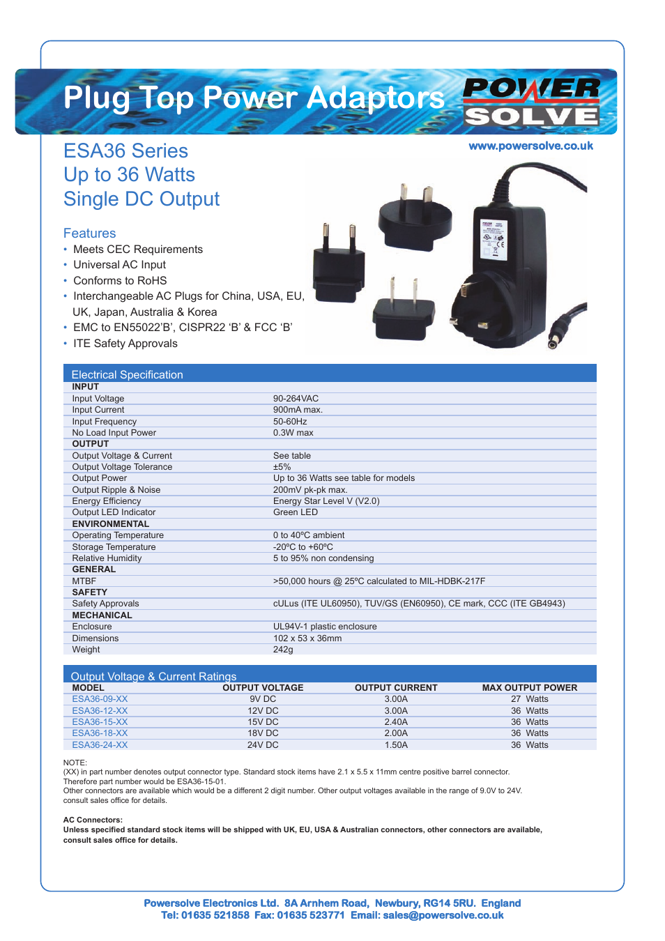 Powersolve ESA36 Series User Manual | 1 page