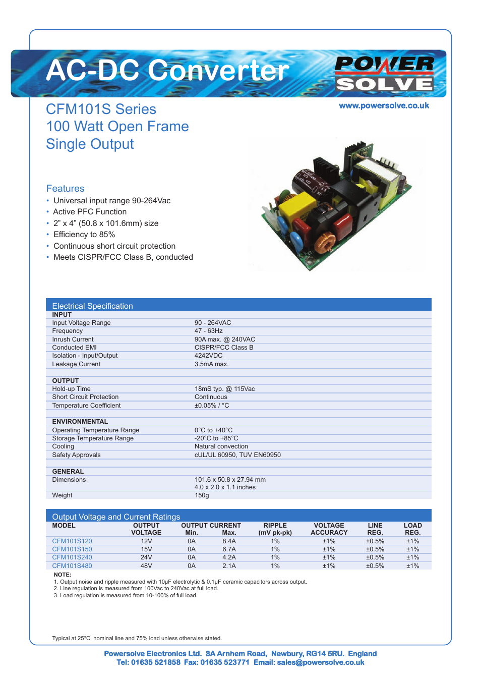 Powersolve CFM101S Series User Manual | 2 pages