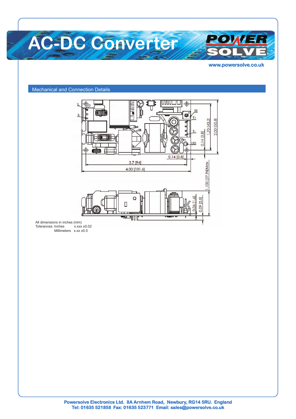 Ac-dc converter | Powersolve CFM101S Series User Manual | Page 2 / 2