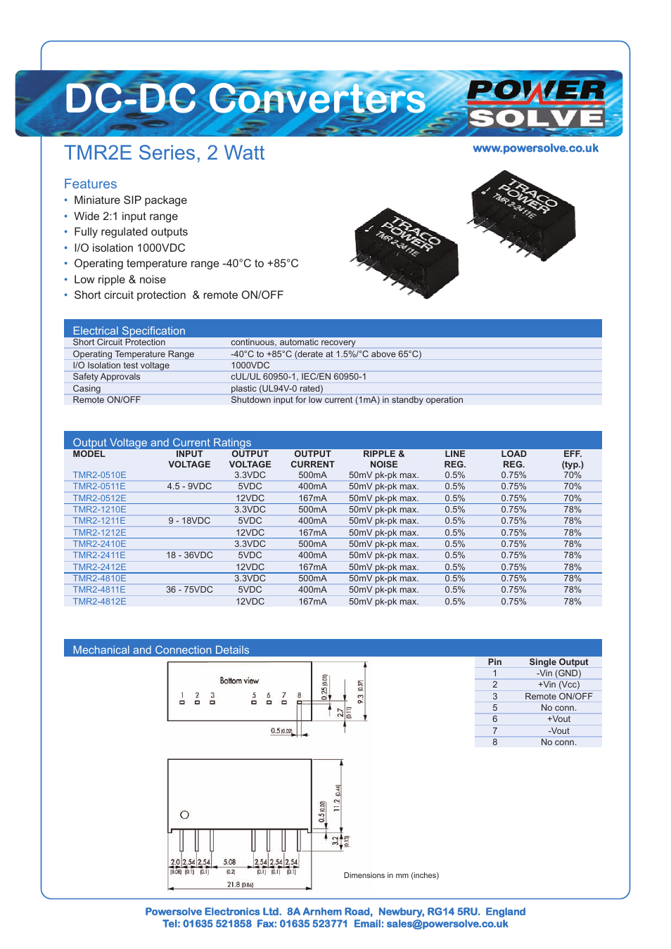 Powersolve TMR2E Series User Manual | 1 page