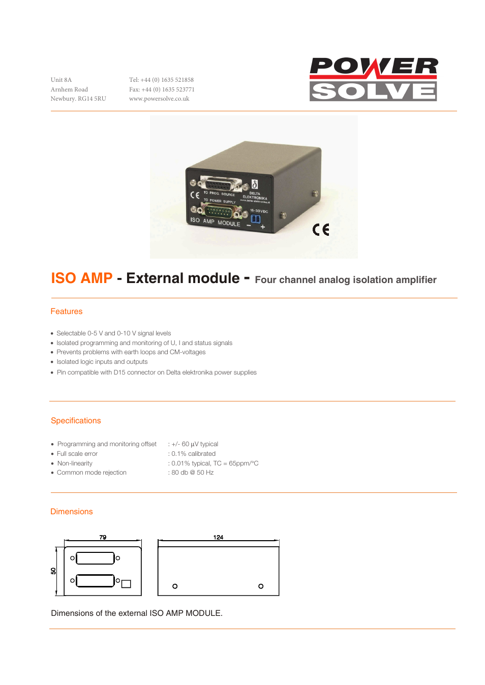 Powersolve External ISO AMP User Manual | 2 pages