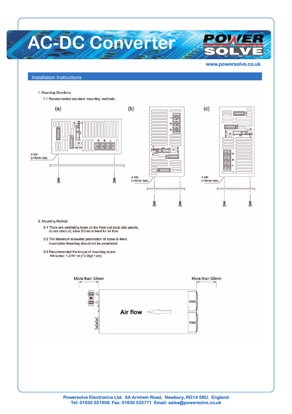 Ac-dc converter | Powersolve PME1200 Series User Manual | Page 6 / 6