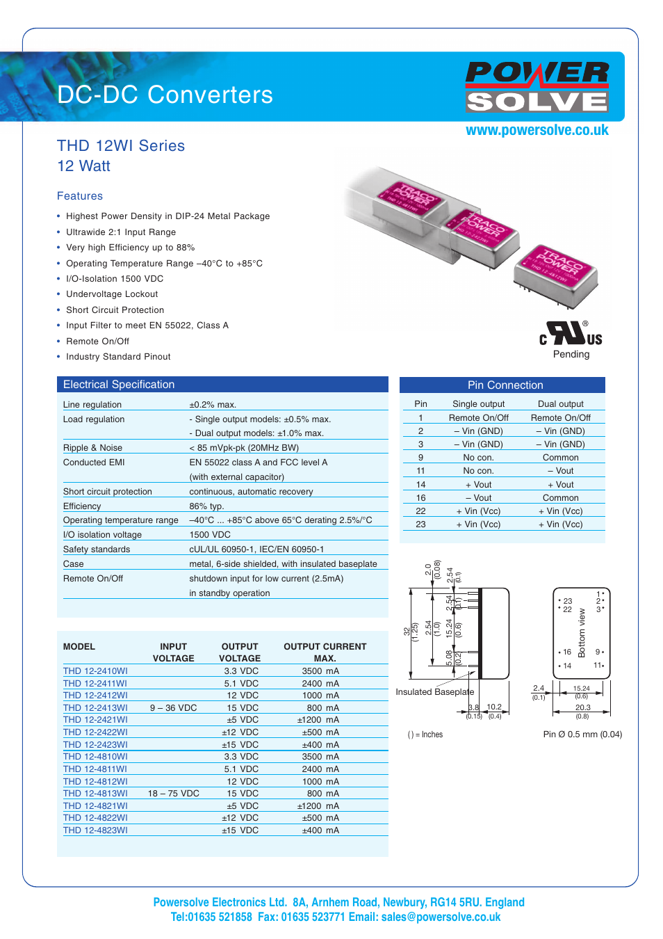 Powersolve THD12WI Series User Manual | 1 page