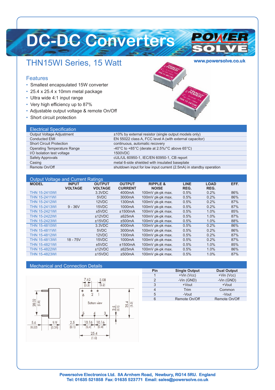 Powersolve THN15WI Series User Manual | 1 page