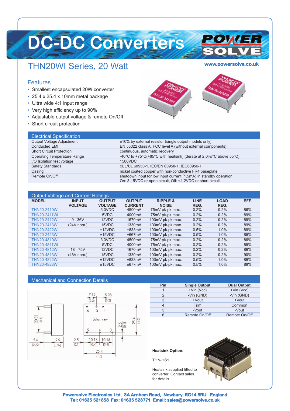 Powersolve THN20WI Series User Manual | 1 page