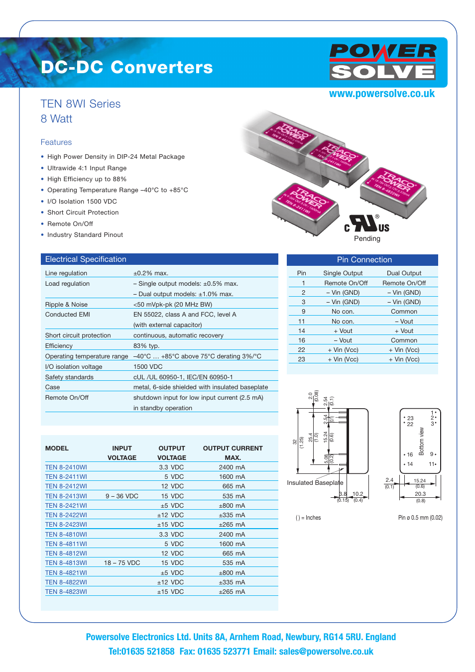 Powersolve TEN 8WI Series User Manual | 1 page