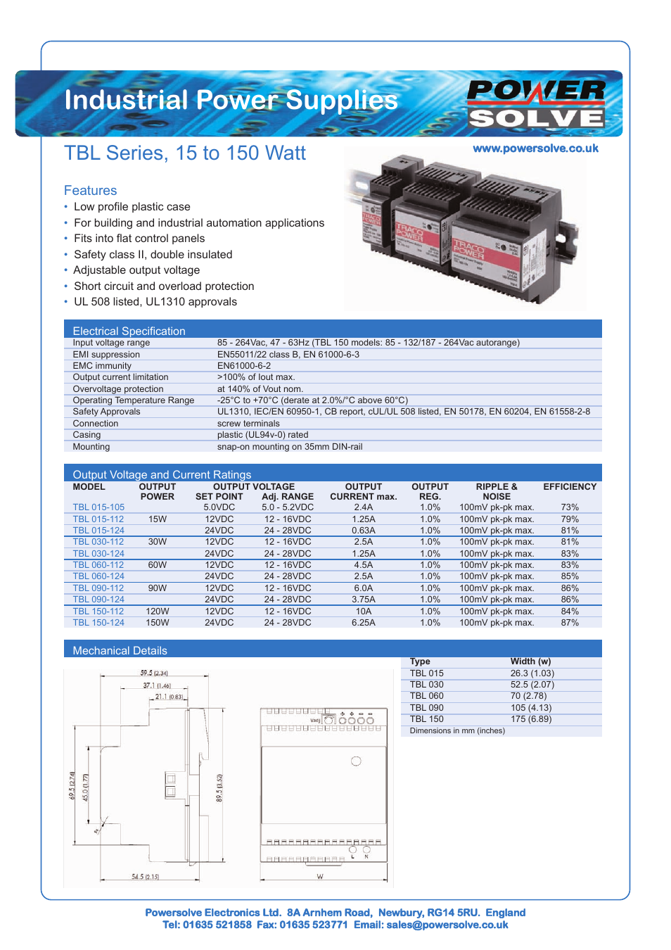 Powersolve TBL Series User Manual | 1 page