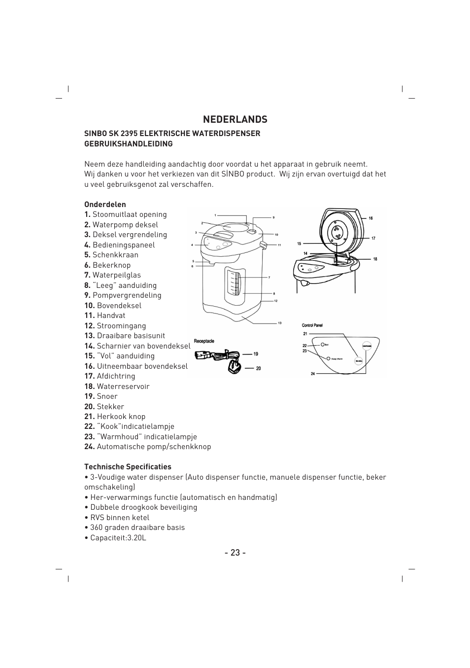 Nederlands | SINBO SK 2395 User Manual | Page 24 / 64