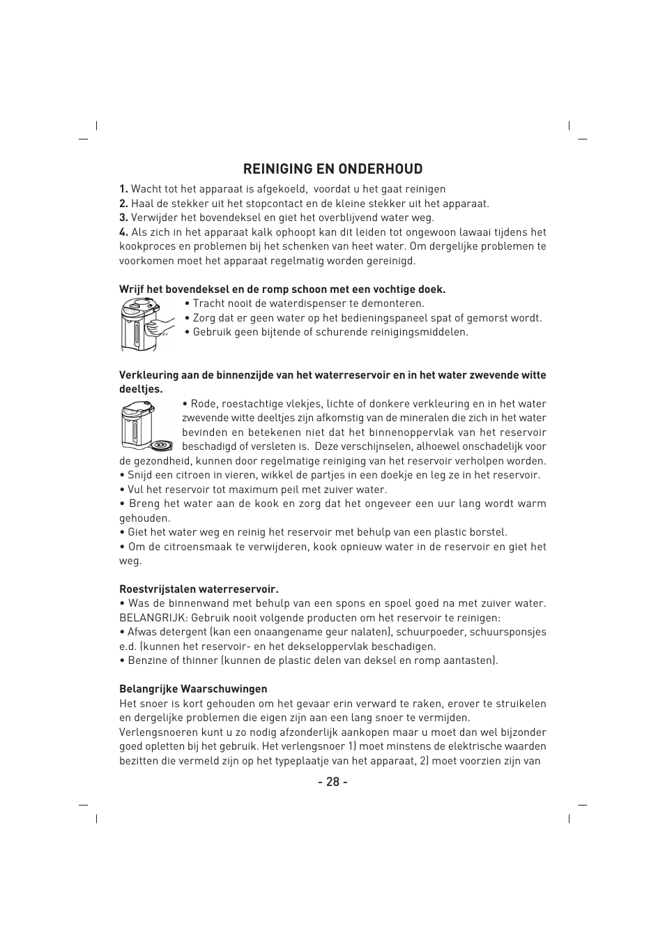 Reiniging en onderhoud | SINBO SK 2395 User Manual | Page 29 / 64