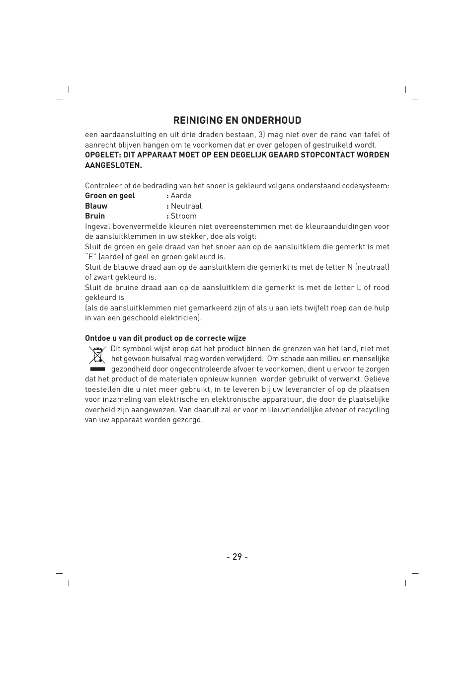 Reiniging en onderhoud | SINBO SK 2395 User Manual | Page 30 / 64
