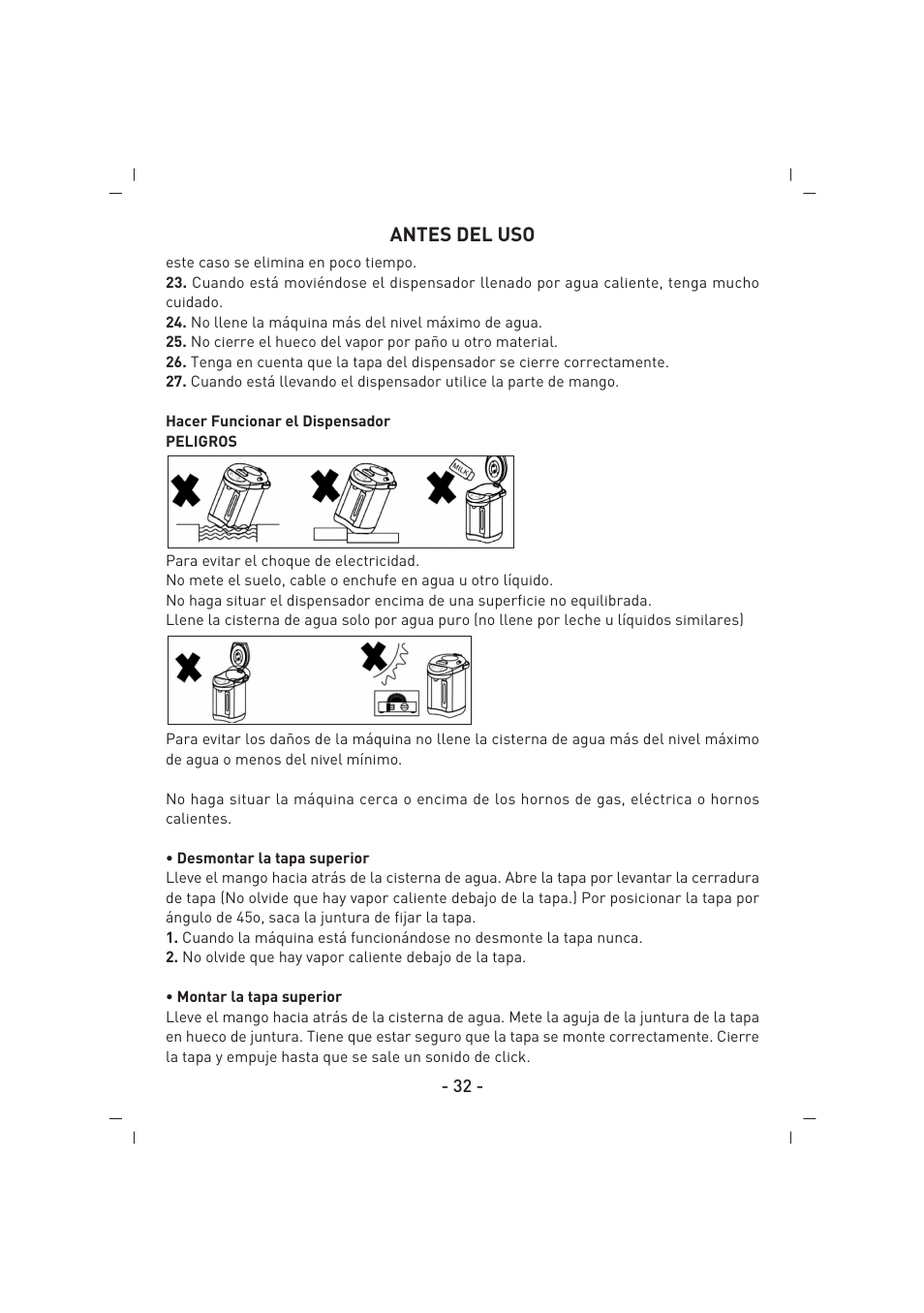 Antes del uso | SINBO SK 2395 User Manual | Page 33 / 64