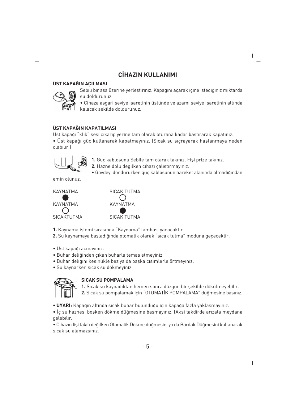 C‹hazin kullanimi | SINBO SK 2395 User Manual | Page 6 / 64