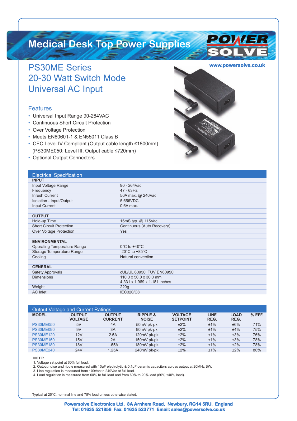 Powersolve PS30ME Series User Manual | 2 pages