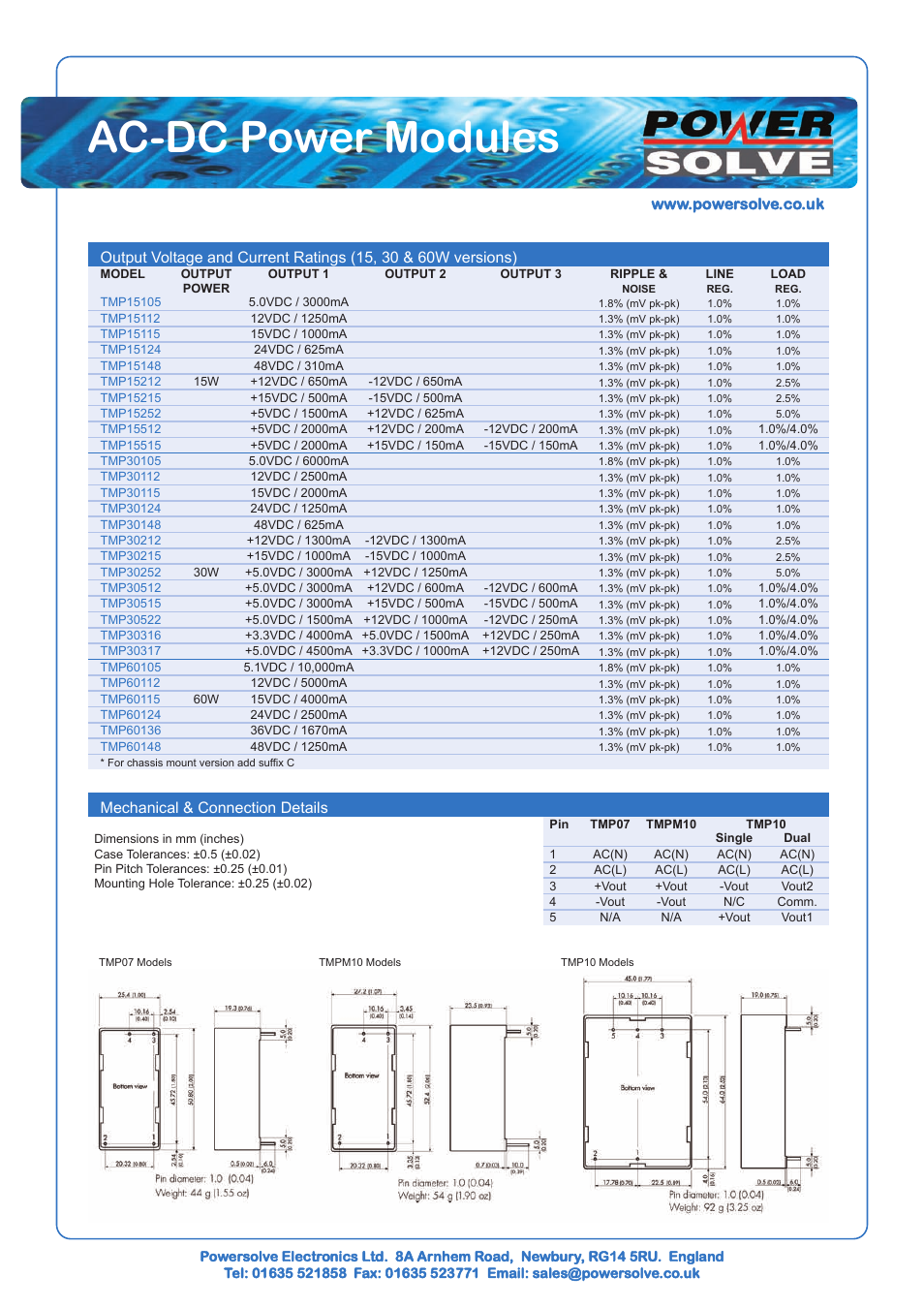 Ac-dc power modules | Powersolve TMP Series User Manual | Page 2 / 6