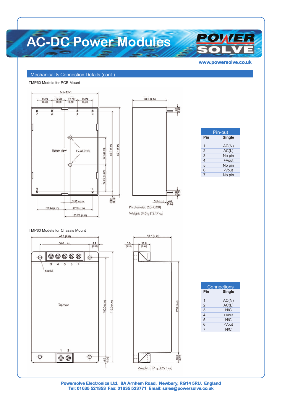 Ac-dc power modules | Powersolve TMP Series User Manual | Page 5 / 6