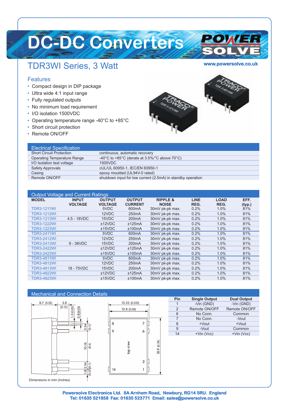 Powersolve TDR3WI Series User Manual | 1 page