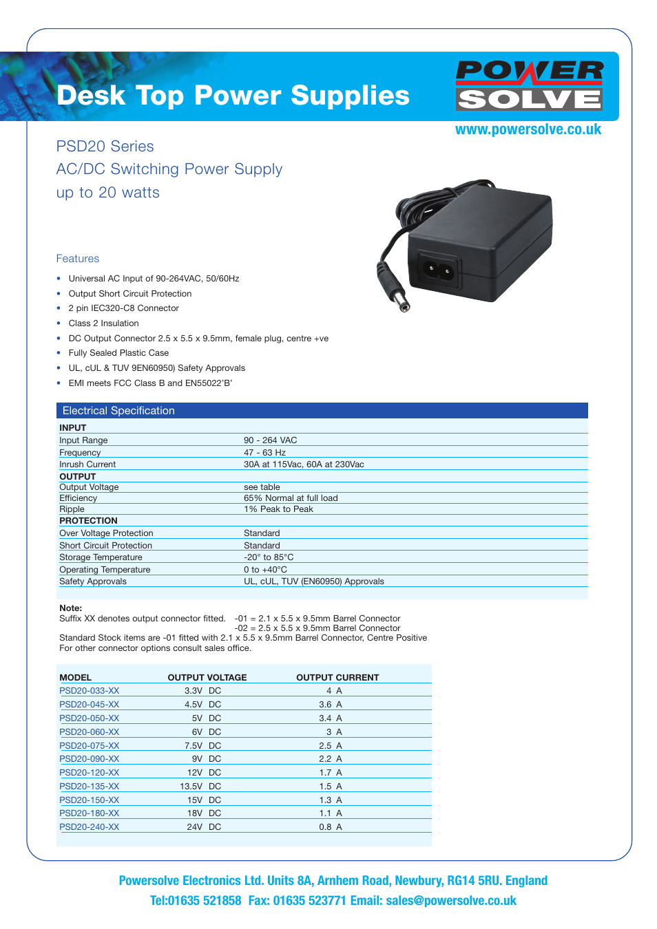 Powersolve PSD20 Series User Manual | 2 pages