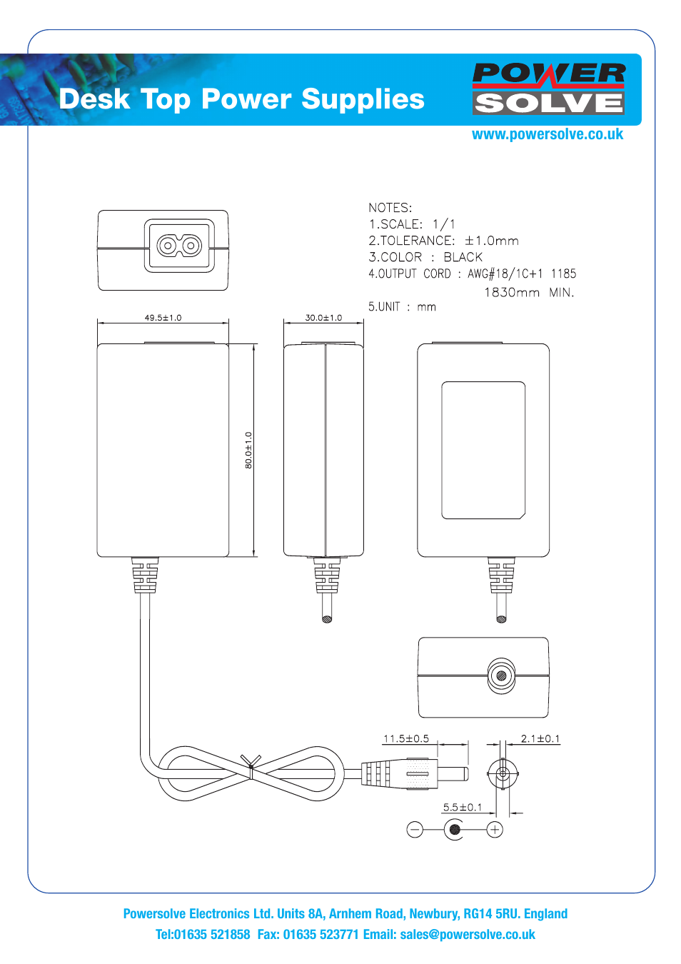 Desk top power supplies | Powersolve PSD20 Series User Manual | Page 2 / 2