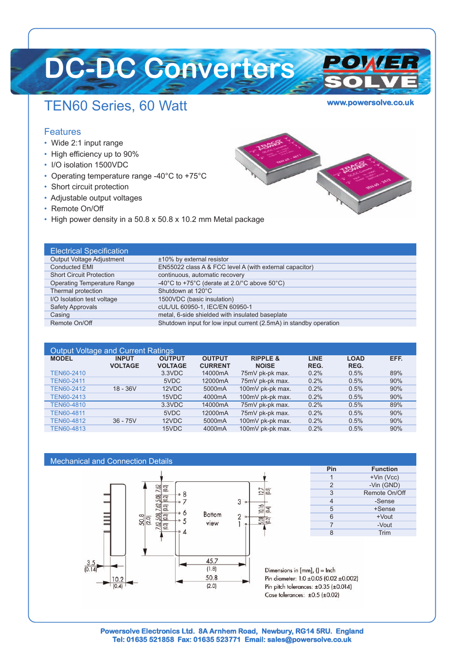 Powersolve TEN60 Series User Manual | 1 page