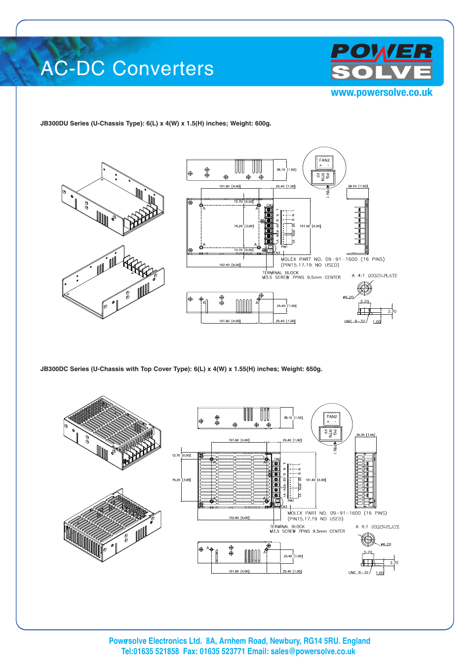 Ac-dc converters | Powersolve JB300 Series User Manual | Page 3 / 4