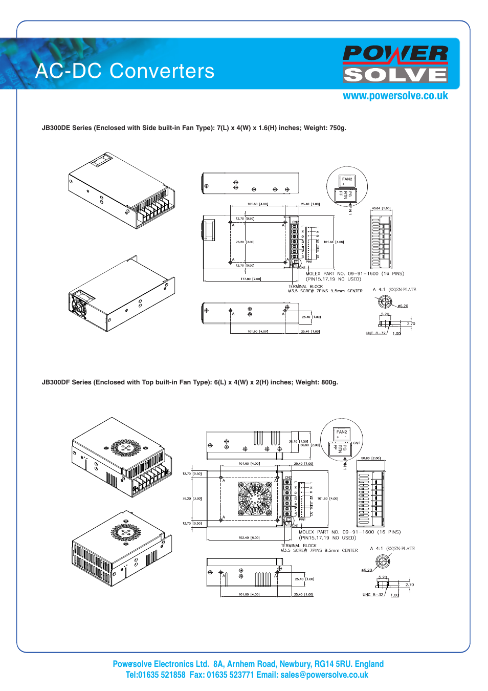 Ac-dc converters | Powersolve JB300 Series User Manual | Page 4 / 4