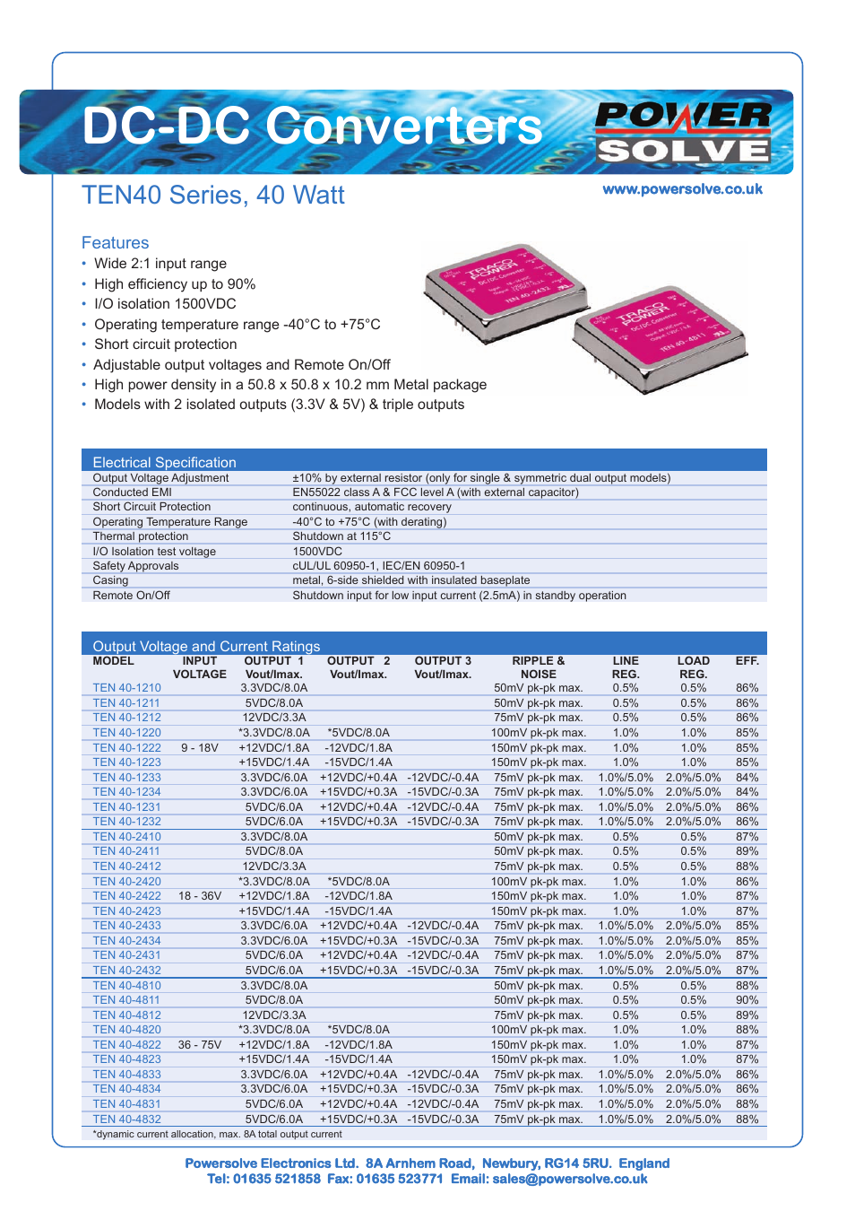 Powersolve TEN40 Series User Manual | 2 pages