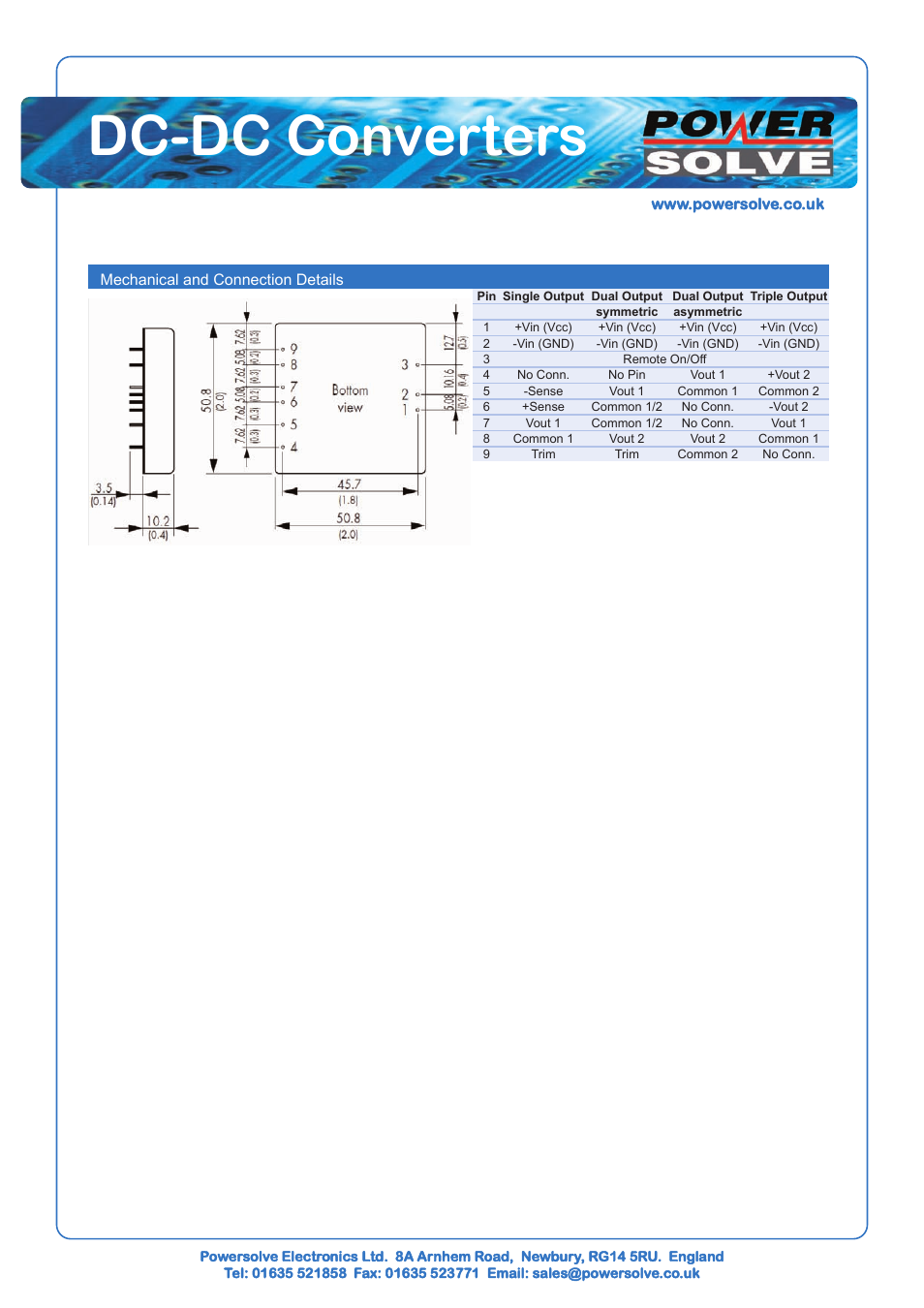 Dc-dc converters | Powersolve TEN40 Series User Manual | Page 2 / 2