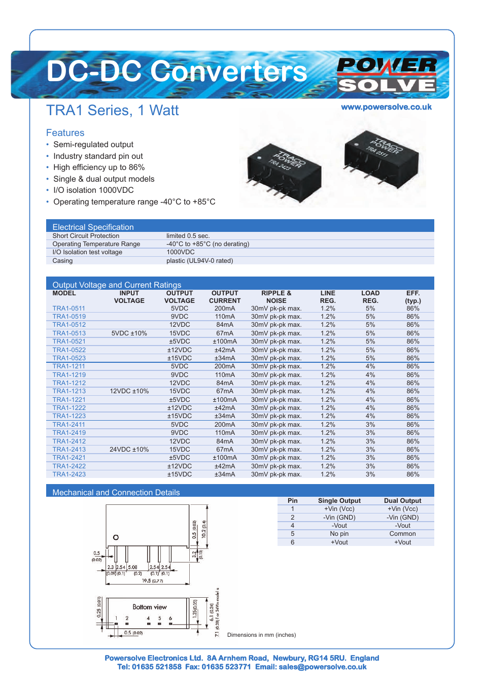 Powersolve TRA1 Series User Manual | 1 page