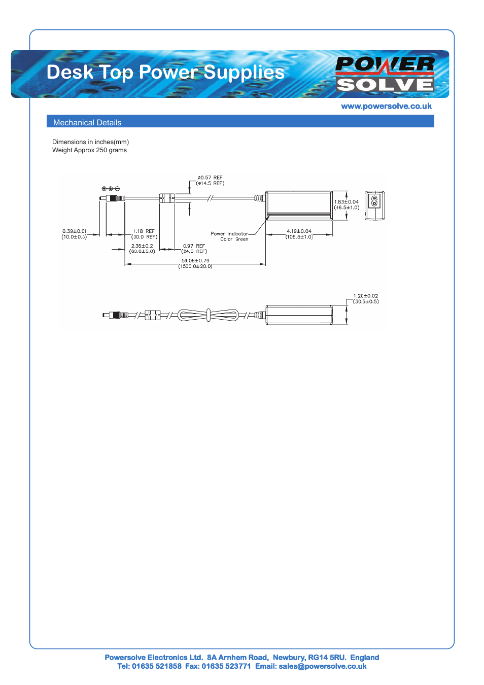 Desk top power supplies | Powersolve PSDE65 Series User Manual | Page 2 / 2