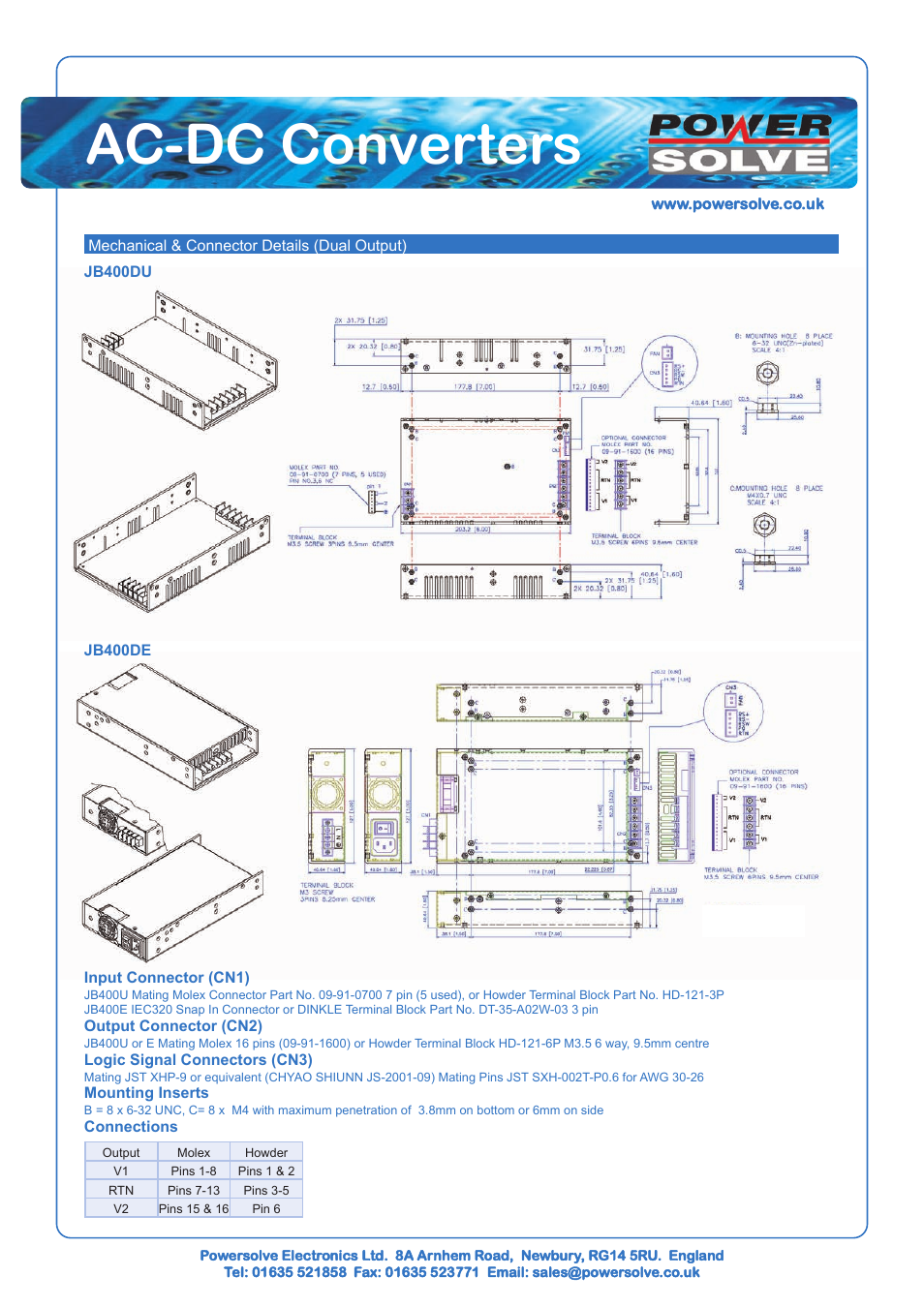 Ac-dc converters | Powersolve JB400 Series User Manual | Page 4 / 4